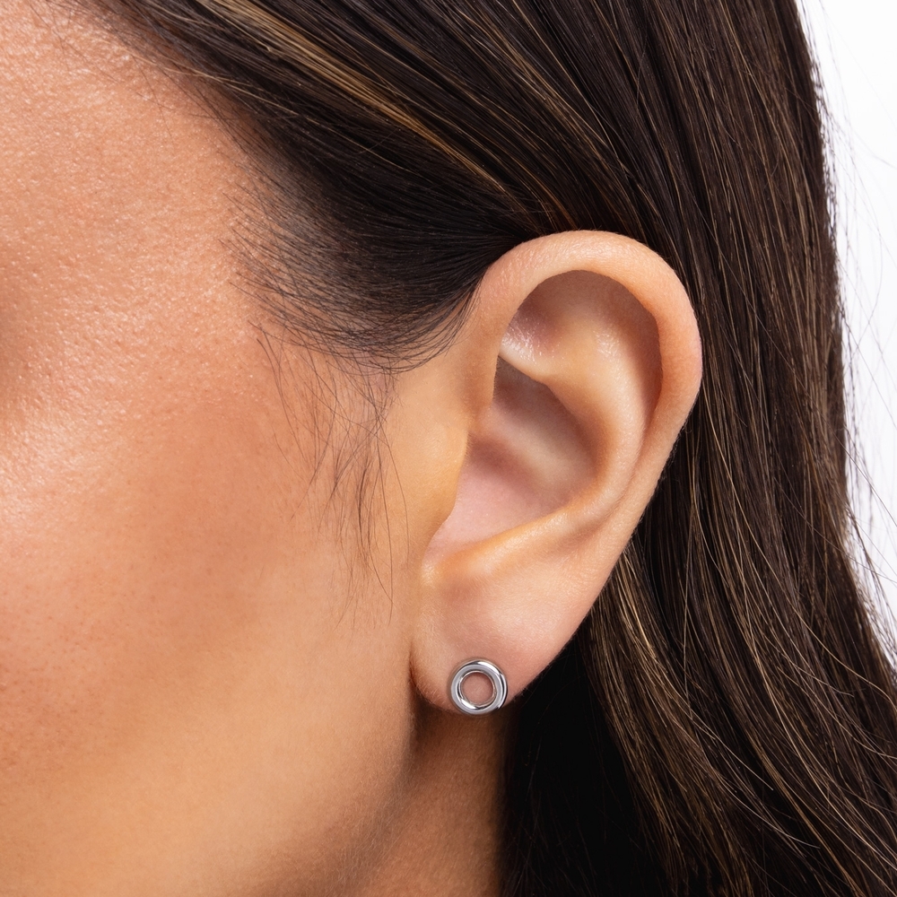 Elegant Silver Stainless Steel Stud Earrings